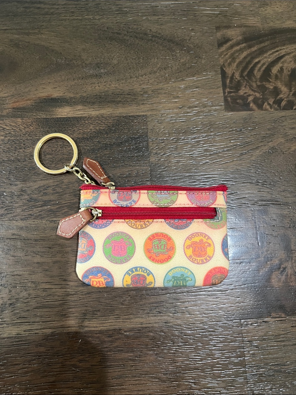 Y2K 2007 Medallion Dooney & Bourke Keychain Coin Purse Dooney Bourke Logo Print